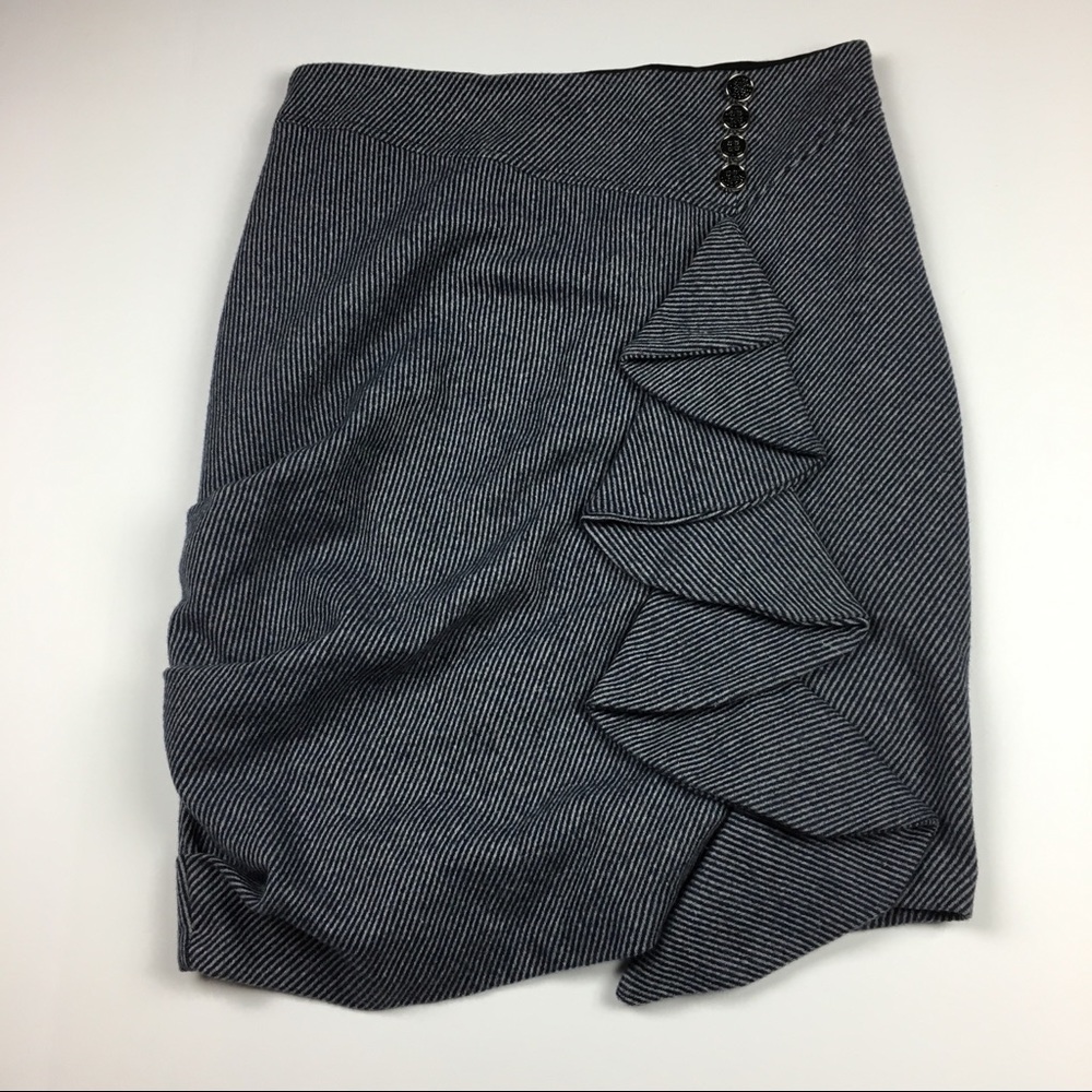 Eva Franco Micro Striped Ruffle Pencil Skirt